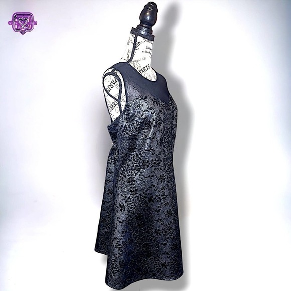 Maurices Silver Flecked Damask Velvet Mesh Cocktail Dress, XL - Picture 6 of 7